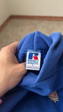 Vintage 90s Russell Athletic Blue Hoodie Blazers Basketball Size L
